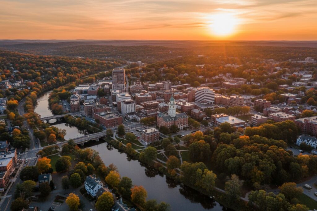 Nashua New Hampshire skyline and local area
