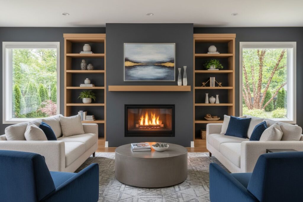 Modern gas fireplace installation Natick Natick County