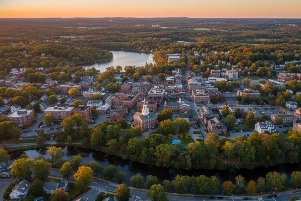 Natick Massachusetts skyline and local area