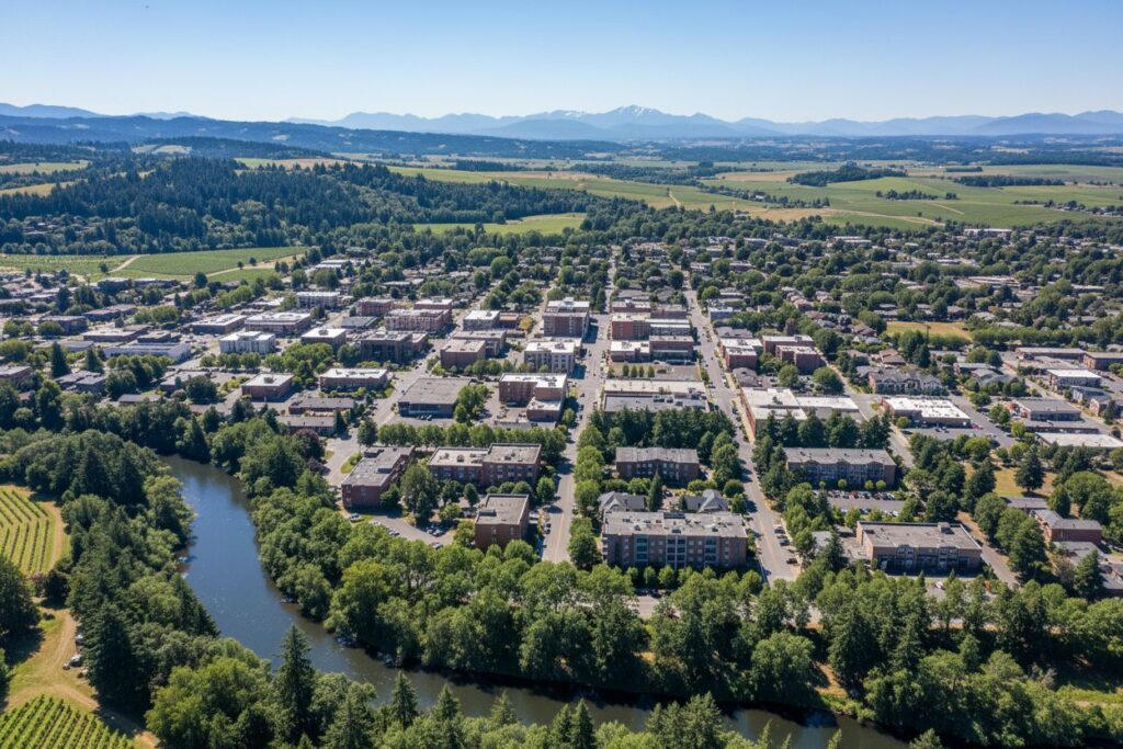 Newberg Oregon skyline and local area