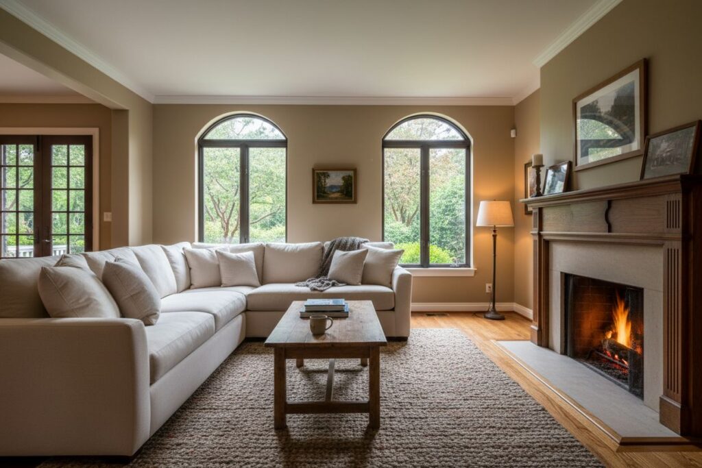 Cozy gas fireplace in North Atlanta home