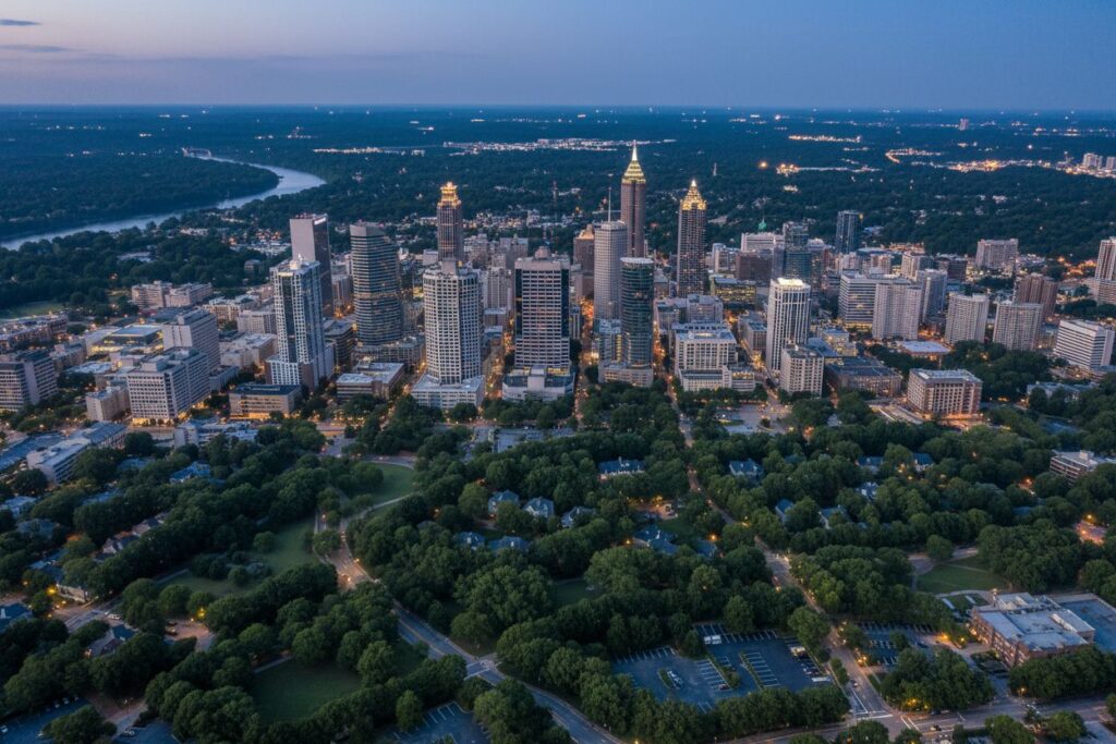 North Atlanta Georgia skyline and local area