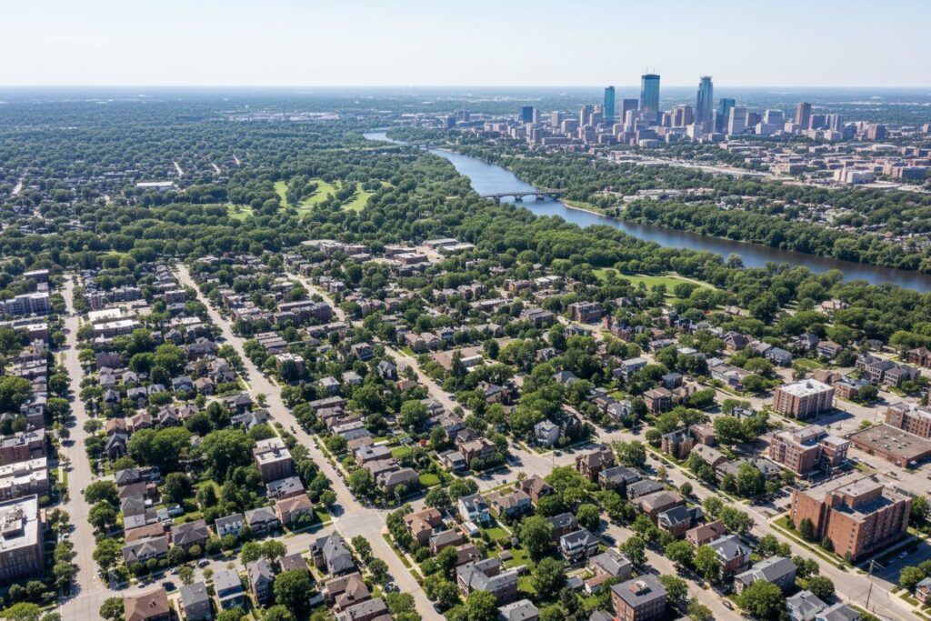 North Minneapolis Minnesota skyline and local area