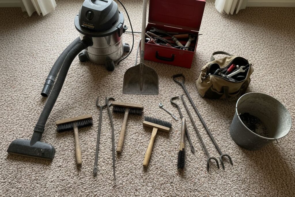 Expert fireplace technician servicing gas fireplace in Northeast Columbus