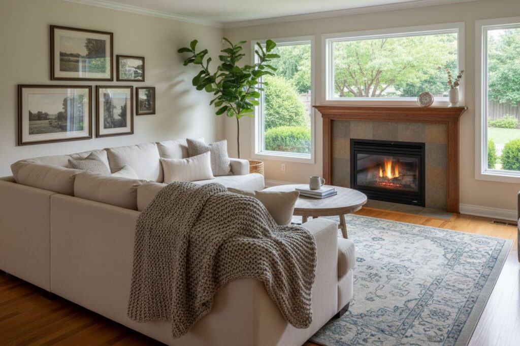 Cozy gas fireplace in Northeast Milwaukee home