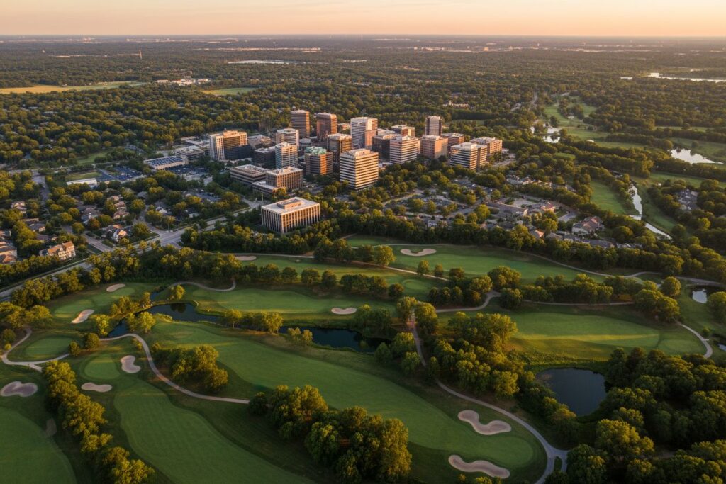 Oak Brook Illinois skyline and local area