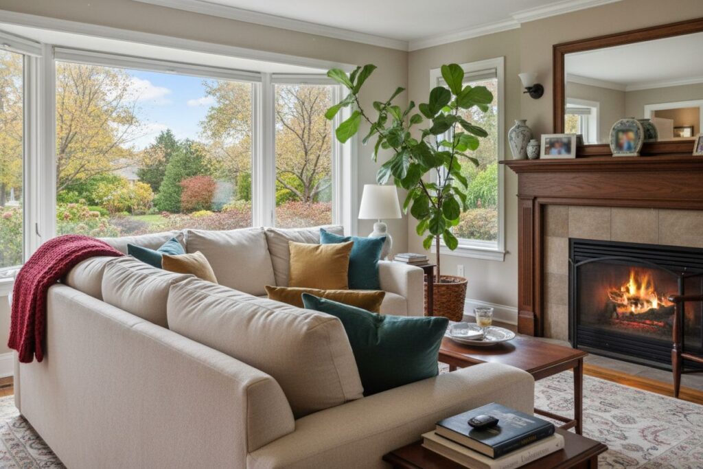 Cozy gas fireplace in Oak Brook home