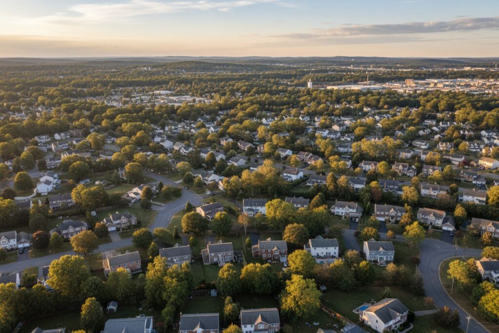 Peabody Massachusetts skyline and local area