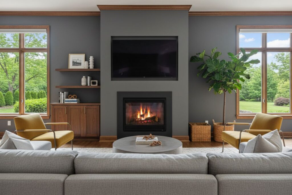Modern gas fireplace installation Peabody Peabody County