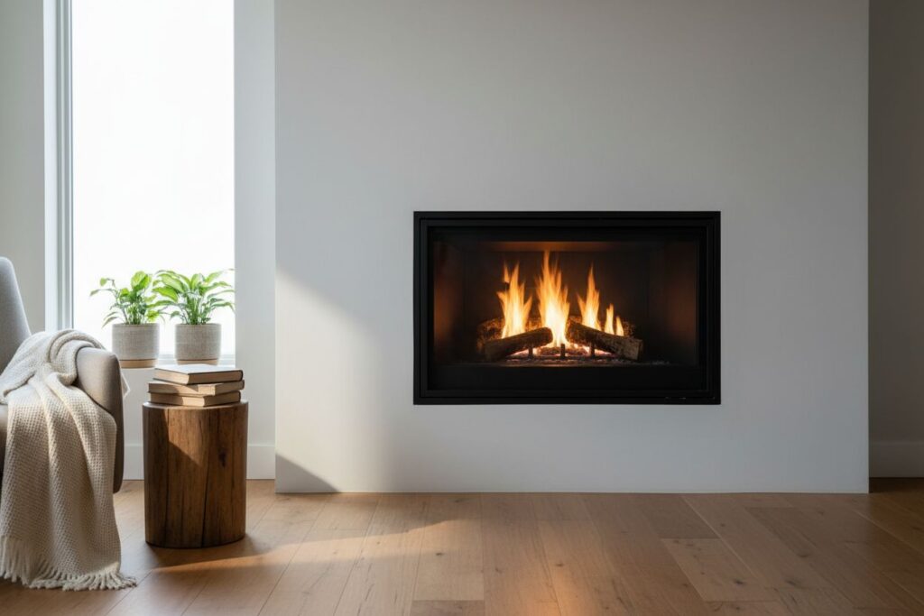 Gas fireplace with decor in Phoenix residence