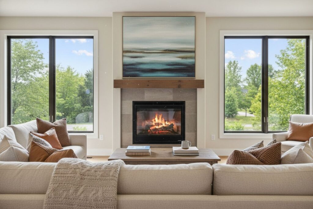 Cozy gas fireplace in Pittsburgh home