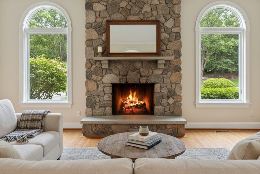Comfortable fireplace view in Pittsburgh living room