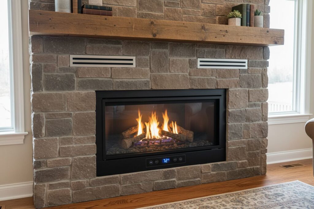 Clean and maintained gas fireplace in Renton home