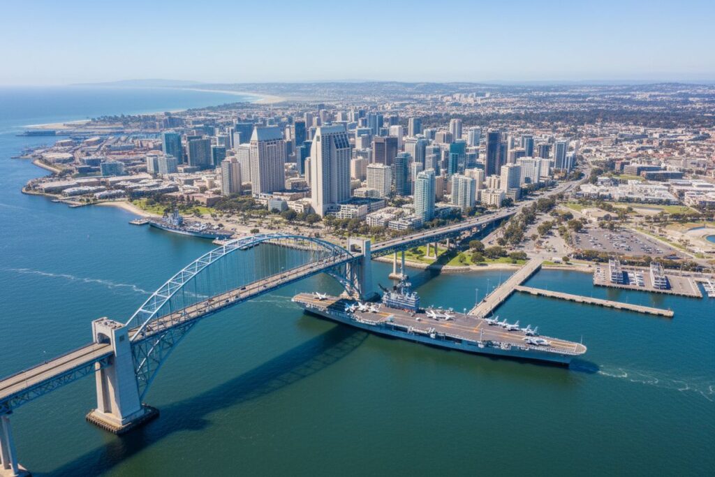 San Diego California skyline and local area