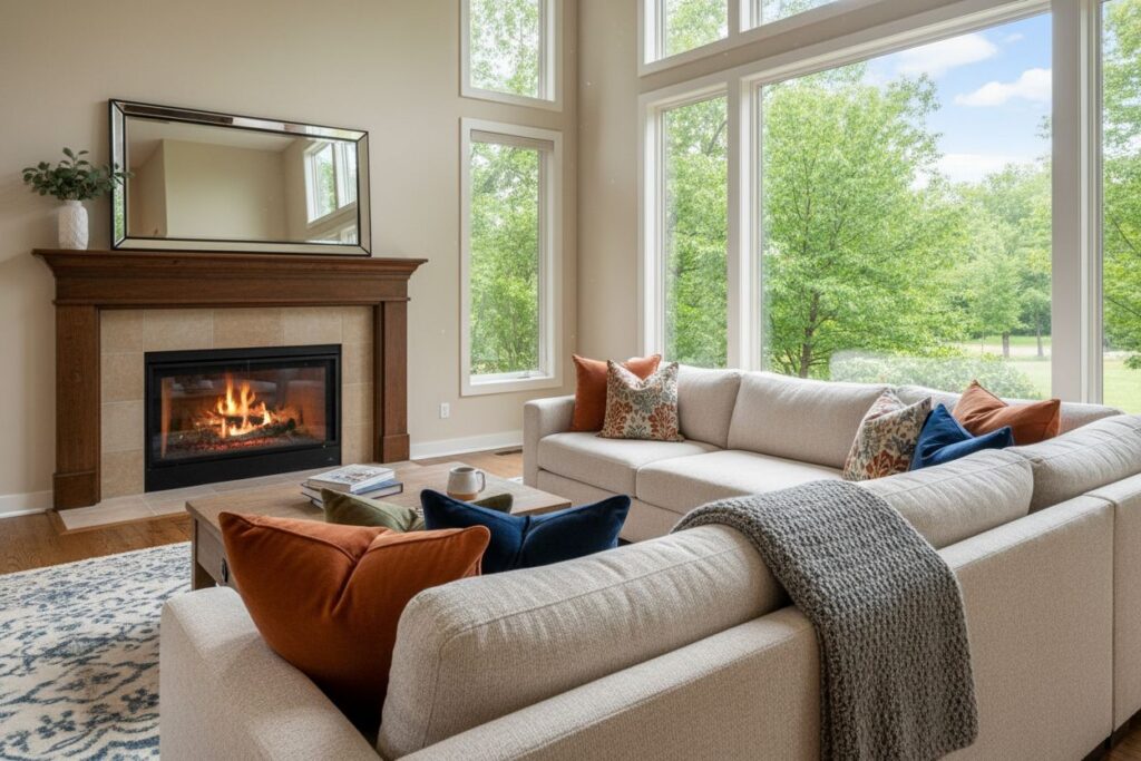 Cozy gas fireplace in Schaumburg home