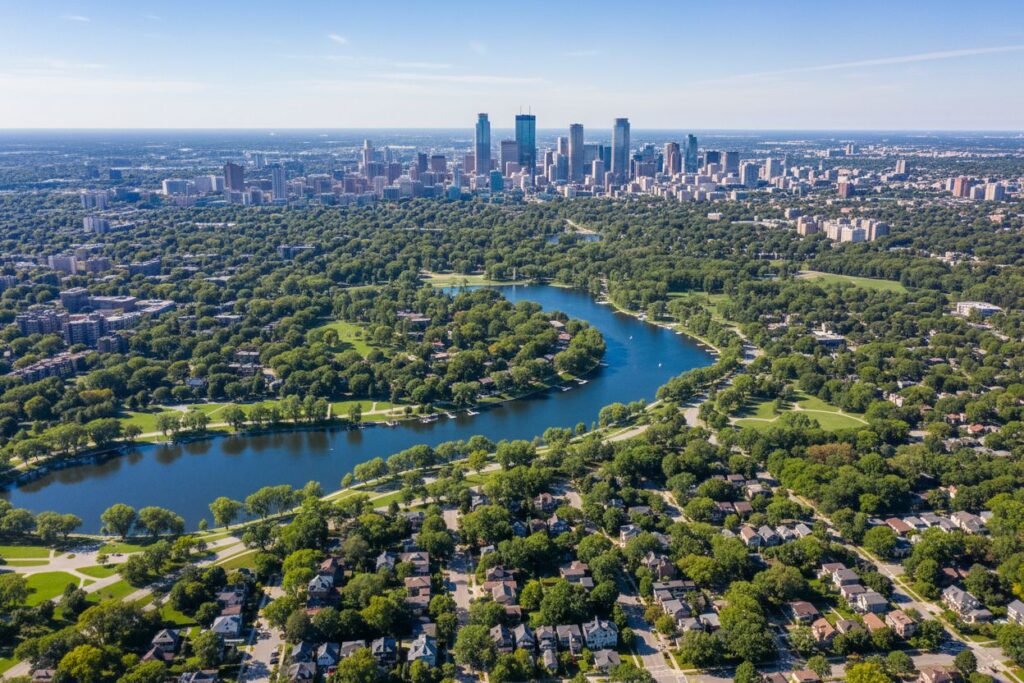 South Minneapolis Minnesota skyline and local area
