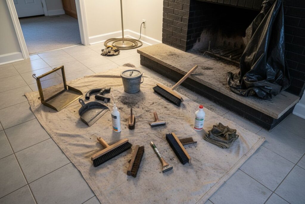 Expert fireplace technician servicing gas fireplace in South Minneapolis