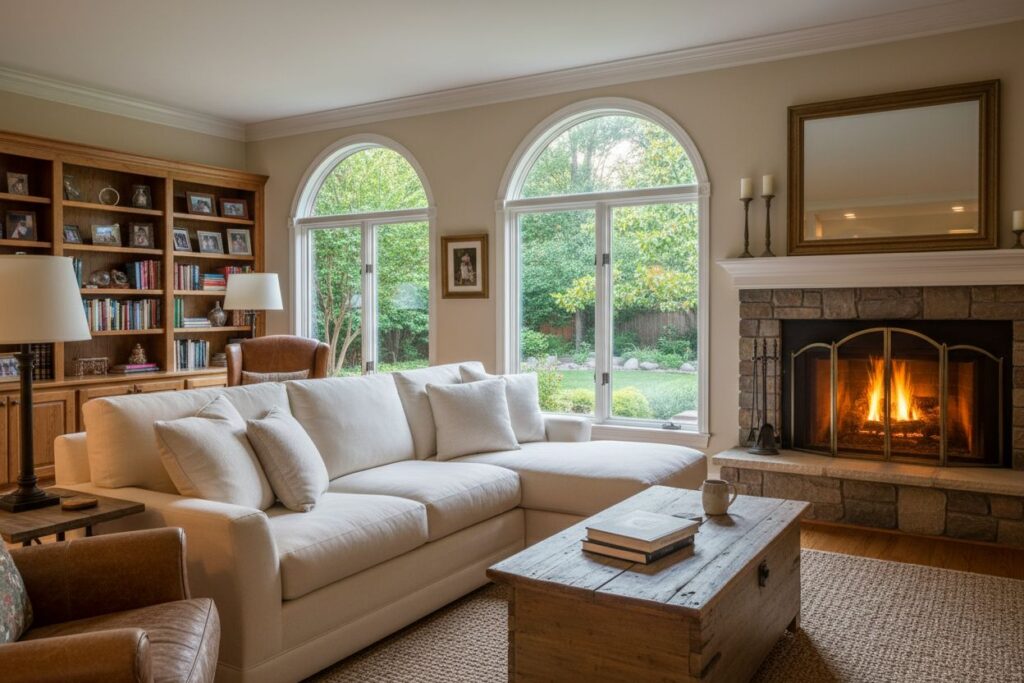 Cozy gas fireplace in Southwest Milwaukee home