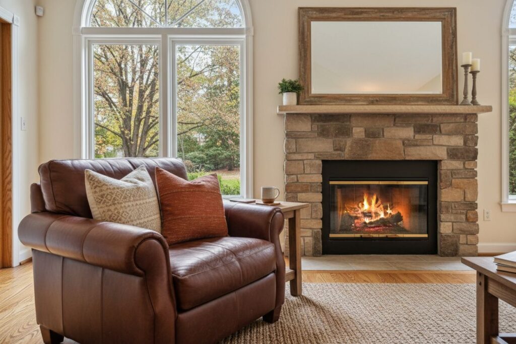 Cozy gas fireplace in St. Charles home