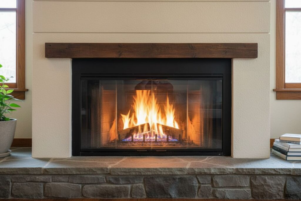 Modern gas fireplace installation St. Helens St. Helens County