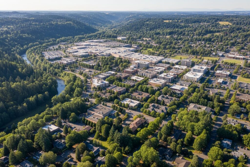 Tigard Oregon skyline and local area
