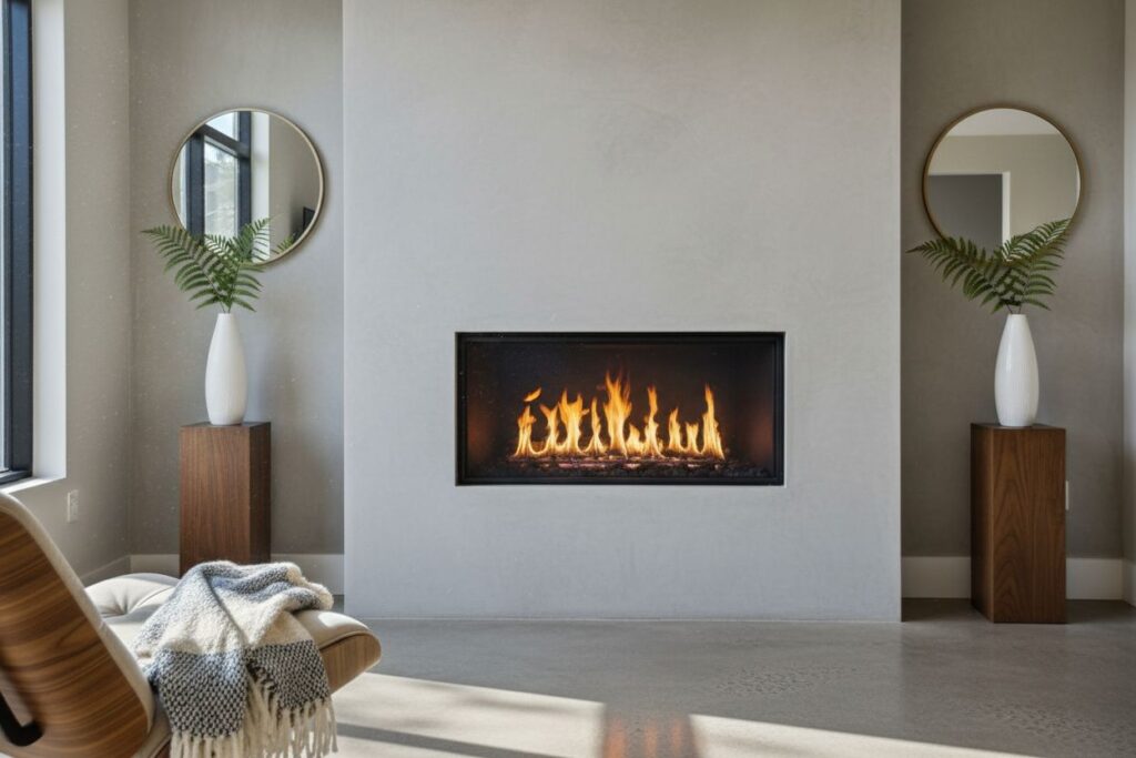 Gas fireplace with decor in Tucson residence