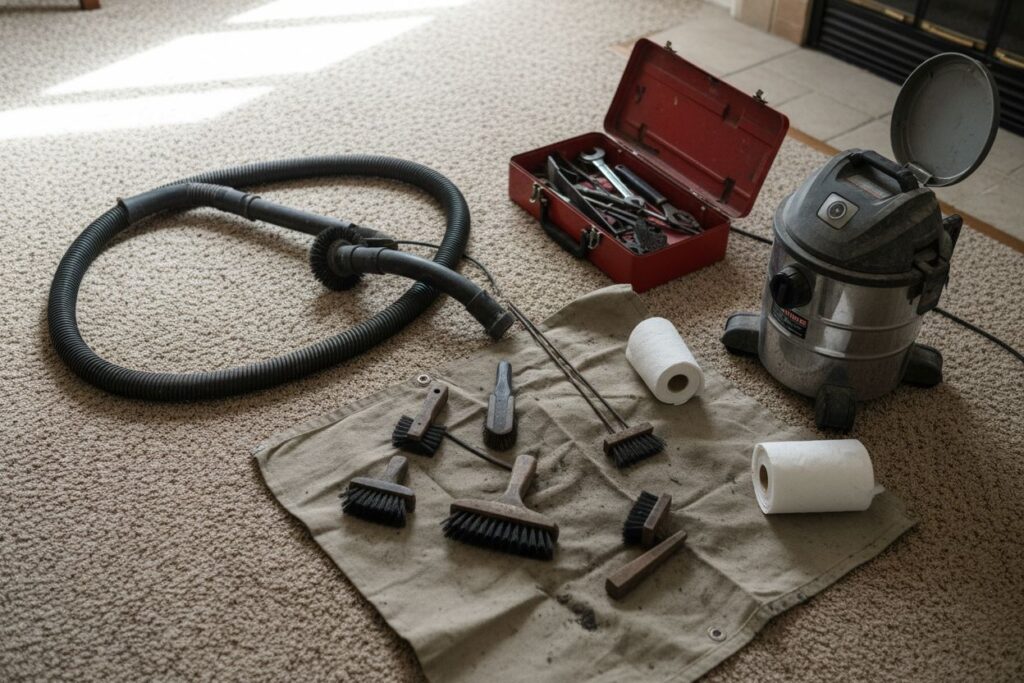 Expert fireplace technician servicing gas fireplace in Westerville